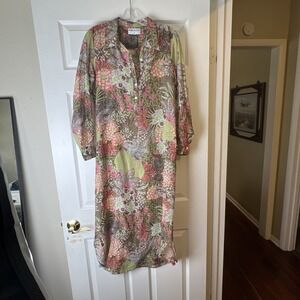 ONE SEASON Australia Size S Long Poppy Dress Tropical Tan Soft Cotton Boho